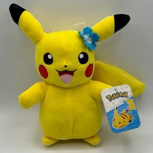 Pikachu 8" Plush Hawaiian Flower Pokemon 2022 Jazwares Stuffed Animal Toy NWT